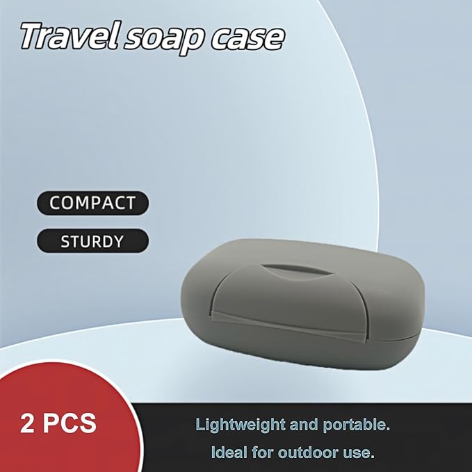 Travel Soap Holder Bar Soap Dish Shower Soap Saver Case Container Box for Bathroom Camping Gym Vonpri (Gray Without Bag)