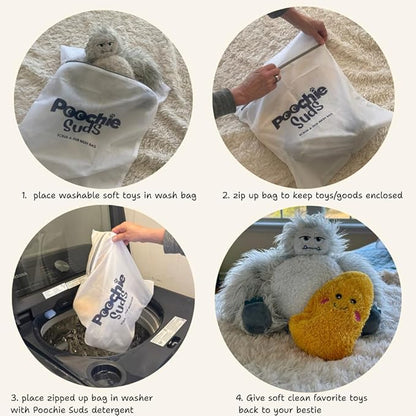 Poochie Suds Pet Laundry Detergent, Enzyme Cleaner and Odor Remover, Hypoallergenic and Fragrance-Free Pet Safe Detergent for Dog and Cat Bedding, Blankets, Toys and Gear, Made in USA, 16 fl oz