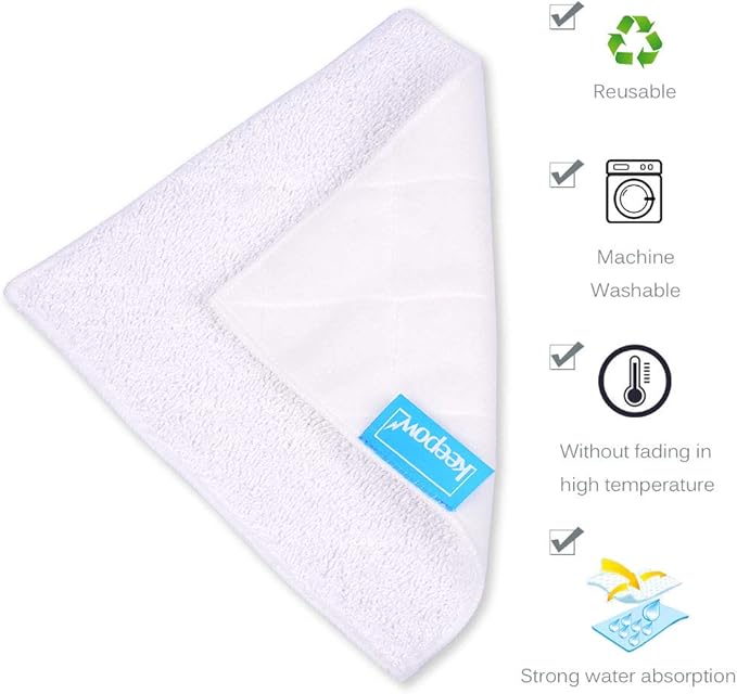 KEEPOW Steam Mop Pads Compatible with OApier S8, for Light N Easy S7338 S7339 Steam Mop, Reusable Replacement Pads for Floor Steamers, 5 Pack