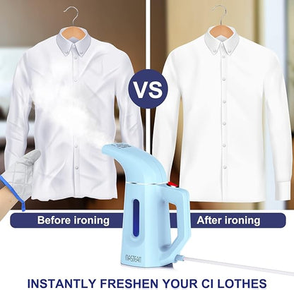Handheld Steamer for Clothes Wrinkle Removes,Garment Steamer for Hat,1.5lbs Lightly,40s Fast Heat-up,8 FT Power Cord,800W, for Home and Travel with Automatic Shut-Off Safety Protection (blue)
