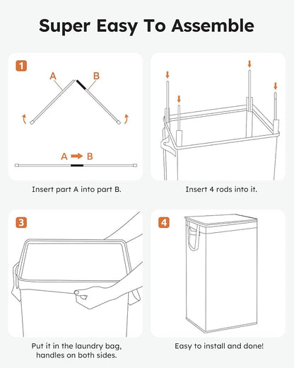SOLEDI Clothes Hamper with Lid - 100L XL - Large Laundry Basket with Removable Bag, Collapsible Laundry Baskets, Convenient Storage - Hampers for Laundry for Bedroom, Bathroom, Closet, Dorm, Off-White