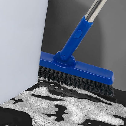 CELOX Grout Brush with Long Handle V-Shape Grout Line Scrubber with Stiff Bristle for Deep Cleaning Tile Grout, Blue