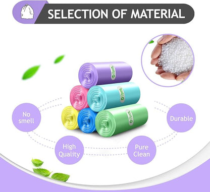 Small Trash Bags 2 Gallon 120 Count Strong Trash Bags Colorful Small Garbage Bags, Trash Can Liners for Bathroom Home Office Kitchen Bedroom, fit 5-10 Liter, 1,1.2,1.6,2,2.6,3 Gal,Multicolor