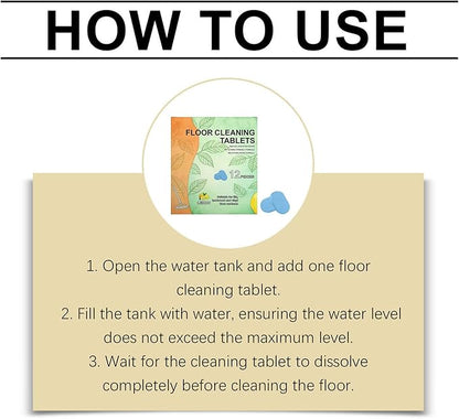 Floor Cleaning Tablets, 12pcs Pre-Measured Dissolvable Mopping Tablets with Fresh Lemon Scent, Multi-Surface Hard Floor Cleaner (1pcs)