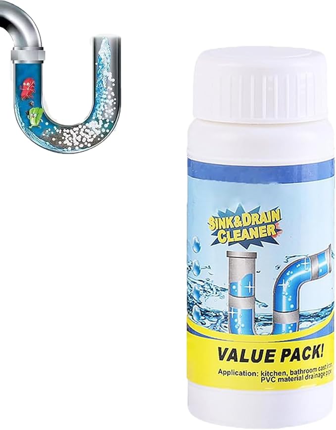 Sink Drain Cleaner, Multi-functional Sink Drain Cleaner Powder, Powerful Pipe Dredging Agent for Kitchen Toilet, Fast Foaming, Powerful Stain Removal (1PCS)