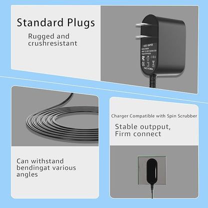 Replacement Charger for Voweek Electric Spin Scrubber VWS211/SP02, Compatible with LABIGO Cordless Cleaning Brush LA1 Pro Model KS-2619 Replacement,9V AC Adapter Power Supply Cord