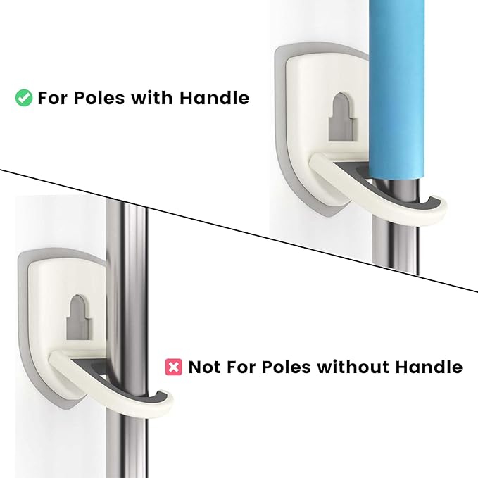 Broom Holder Wall Mount Self Adhesive, Broom and Mop Organizer Wall Hanging, No Drilling Anti-Slip Broom Hook Over Door for Home, Kitchen, Garden, Garage Storage (5-Pack, Coral Pink)