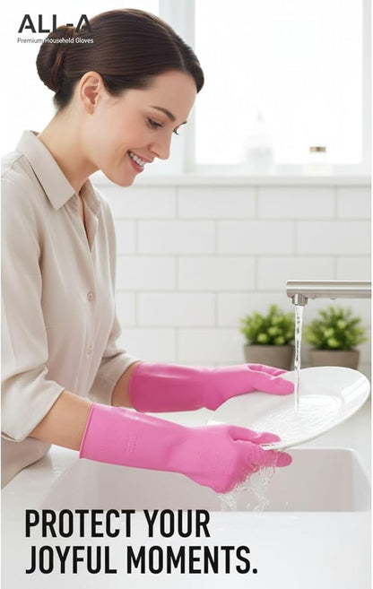Premium Dishwashing Gloves Reusable Rubber Kitchen Cleaning Waterproof Hand Protection