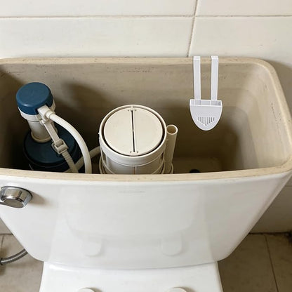 Toilet Tank Cleaning Tablet Holder, 17.8x7.5cm/7.01x2.95in White Plastic Hanging Cleaning Tablet Caddy Brackets Fits Most Standard Toilet Tanks Easy to Install