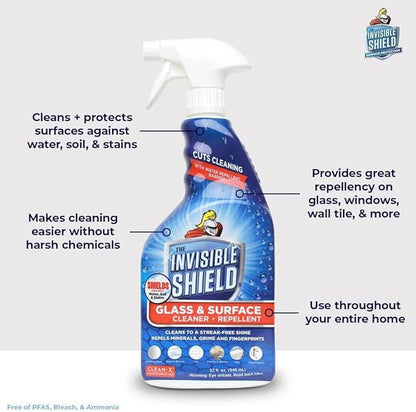 Invisible Shield Glass Essentials Shower Door Protectant and Water Spot Remover Kit 32 oz