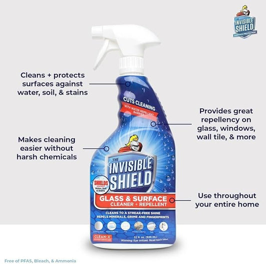 Invisible Shield Glass Essentials Shower Door Protectant and Water Spot Remover Kit 32 oz