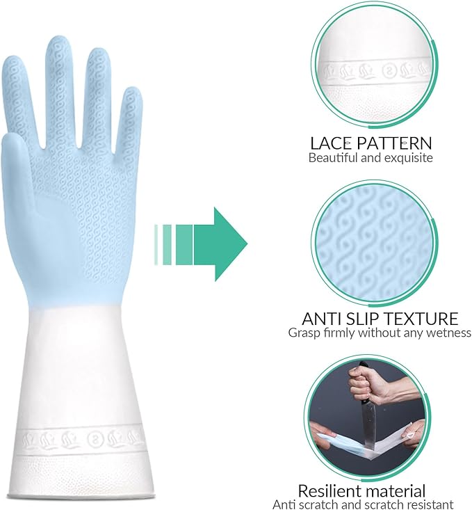 1 pair Reusable Household Gloves, Rubber Dishwashing gloves,Kitchen Cleaning, Working, Painting, Gardening, Pet Care