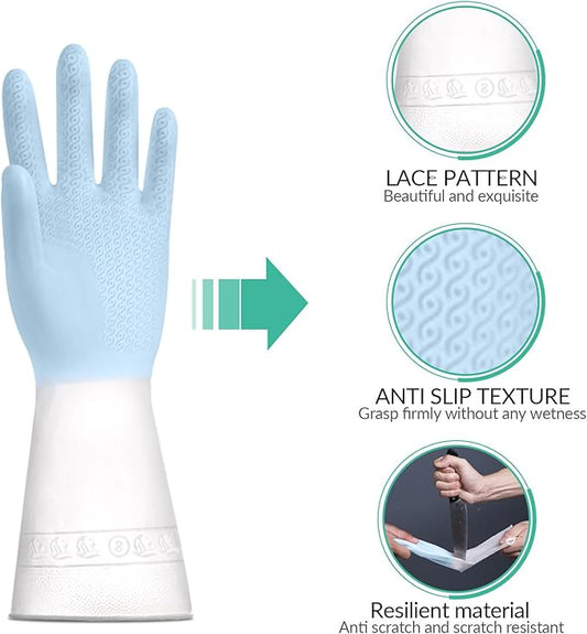 1 pair Reusable Household Gloves, Rubber Dishwashing gloves,Kitchen Cleaning, Working, Painting, Gardening, Pet Care