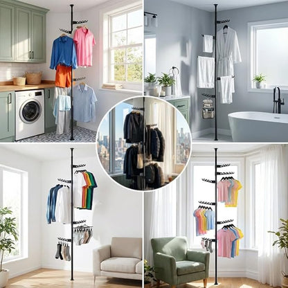 Super Space-Saving Laundry Rack for Air Drying Clothing, Indoor Clothes Rack for Laundry Apartment Small Room Black