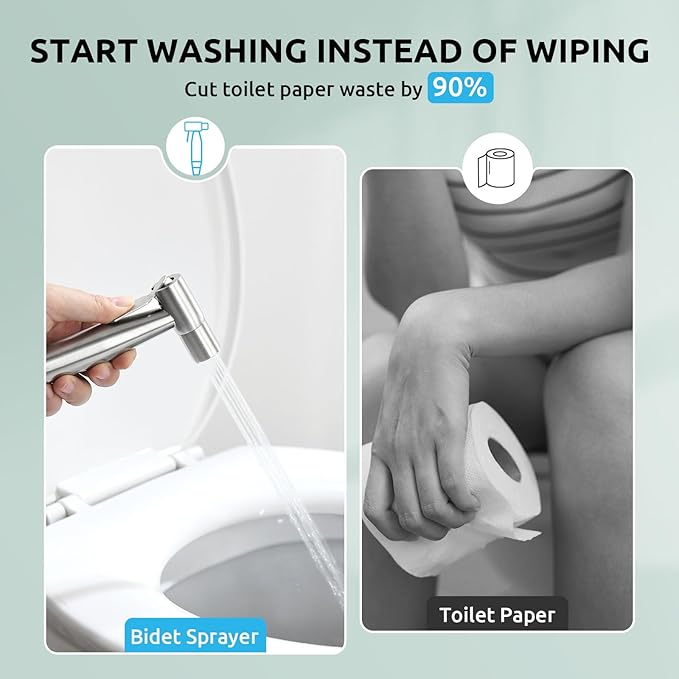 Handheld Bidet Sprayer for Toilet, BRITULIF Jet Sprayer for Toilet Muslim Shower, Adjustable Water Pressure with Bidet Attachment for Toilet for Feminine and Baby Wash