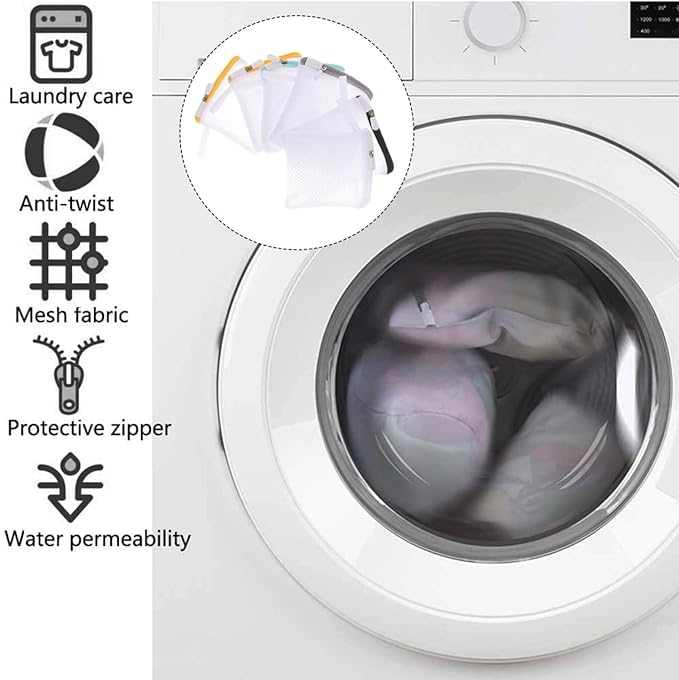 6Pcs Mesh Laundry Bags for Delicates with Zipper Small Washing Machine Laundry Bags Organizer for Travel Lingerie Bra Socks Foldable Lightweight Storage Net