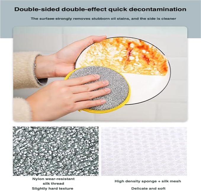 Double Sided Dishwashing Sponge, Premium Kitchen Cleaning Tools with Dual-Action Scrubber, Non-Scratch Sponge for Pots, Pans & Dishes