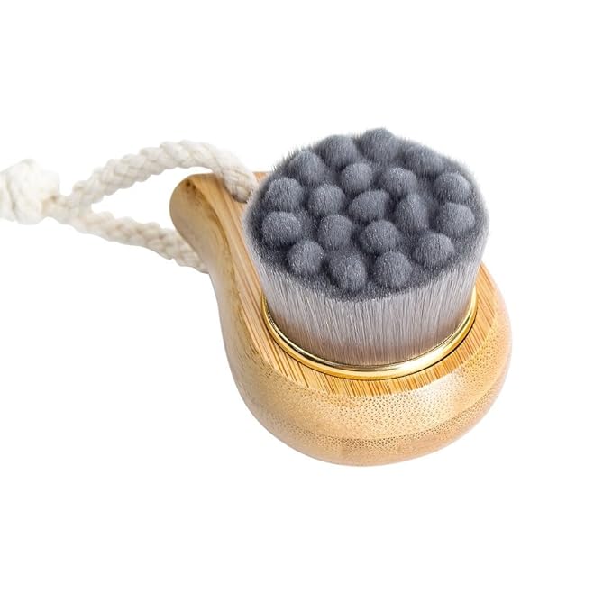 Rosette Bamboo Charcoal Fiber Face Brushes Soft Facial Cleanser Facial Skin Care Tool pore cleaner Exfoliate Brush Bamboo Handle (gray)