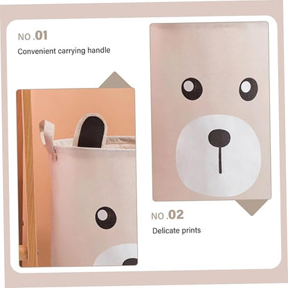 Kids Laundry Basket, Canvas and Linen Round Laundry Basket with Handles, Foldable Large Capacity Organizer for Storing and Children's Toys, Organizer
