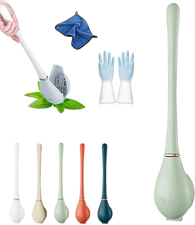 Modern Flexible Silicone Toilet Caspa for Home, Modern Home Flexible Silicone Toilet Brush, Wall Mounted Silicone Toilet Brush and Holder Set with Dispenser, Automatic Opening & Closing (1-D)
