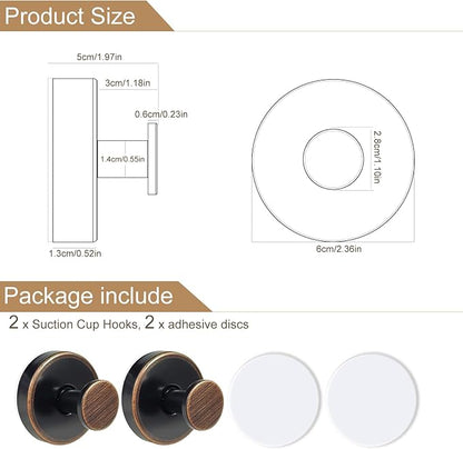 ZESLMG Bronze Suction Cup Hooks for Glass Window, Shower Hook for Inside Shower, Removable Towel Hooks for Bathroom Kitchen Wall Glass Door, Wreaths Loofah Suction Hook for Hanging, 2 Pack