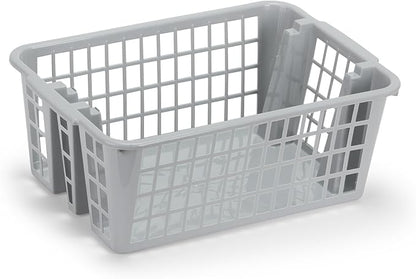 DecorRack Plastic Storage Basket, 13L Bathroom Storage Organizer Bin for Laundry Closet, Pantry or Office with Built In Handles,Gray (2 Pack)