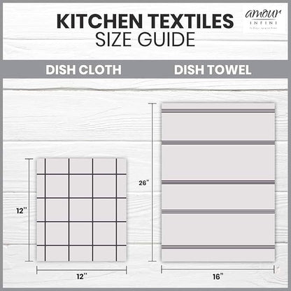 AMOUR INFINI Cotton Kitchen Dish Cloths Set of 8 – Highly Absorbent, Super Soft Premium Terry Cleaning Cloth (12"x12" Inch) Premium Dishcloths for Washing Dishes (Red)