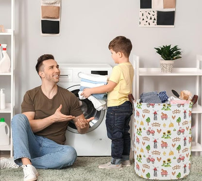 Kids Laundry Basket Farm Hamper for Nursery Boy and Girl Cute Kids Toys Storage Bin Organizer Room Decor for Home(Farm)