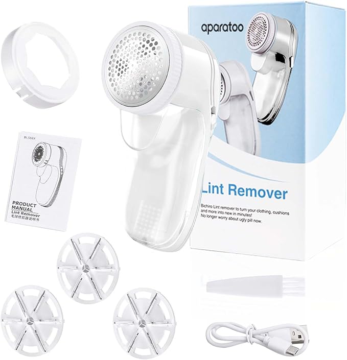 Fabric Shaver, Lint Remover for Clothes, Electric Lint Remover with 3 Replaceable Blades, Removes Fabric Pills, Rechargeable Sweater Defuzzer Pill Remover, Depiller Effectively Remove Pills