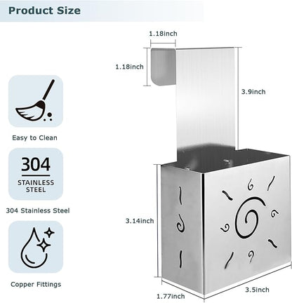 304 Stainless Steel Toilet Tank Cleaner Caddy with Adjustable Hook - Hanging Holder for Blue Tablets & Bleach Pods (Silver)