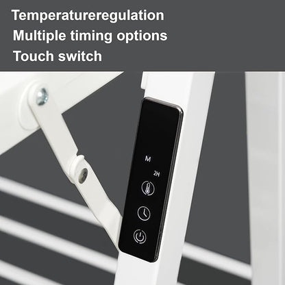 Electric Heated Clothes Drying Rack,Foldable Heated Garment Dryer with Timer Shut-Off Laundry Rack for Clothes Shoes Socks,Aluminum Alloy,White,Plug & Play,(39.37x25.98x23.82in)