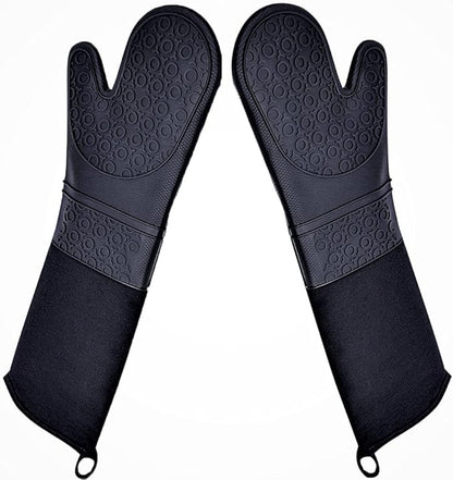 DoMii Professional Silicone Oven Mitts Baking Gloves Elbow Length Heat Resistant Quilted Gloves 2-Pack 19.5" Y
