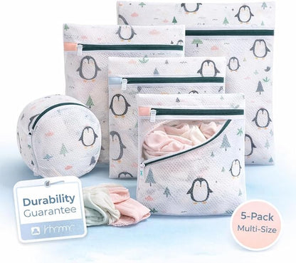 Mesh Laundry Bags for Delicates – 5-Pack (Bra Bag + S/M/L/XL) | Durable Honeycomb Mesh, Protects Clothing in Washer & Dryer, Travel Organizer – Ideal for Bras, Lingerie, Sweaters