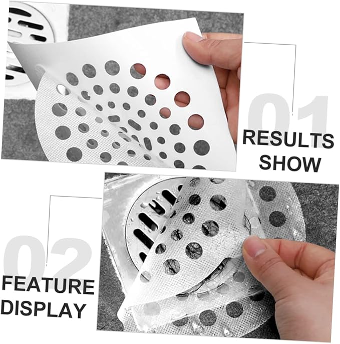 Angoily 20pcs Hair Filtering Stickers for Floor Drain Screens Sink Drain Hair Catcher Decals for Kitchen Bathroom and Laundry Use Non-woven Adhesive