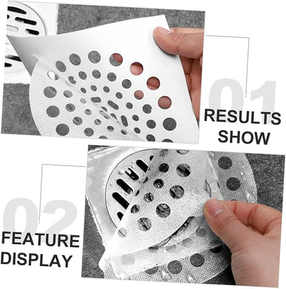 Angoily 20pcs Hair Filtering Stickers for Floor Drain Screens Sink Drain Hair Catcher Decals for Kitchen Bathroom and Laundry Use Non-woven Adhesive