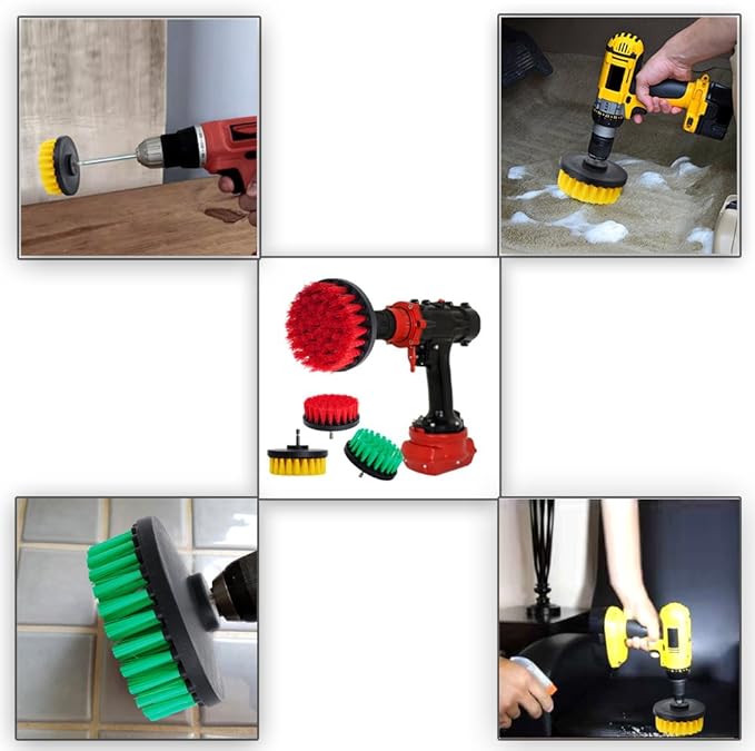 HIFROM Drill Brush - 4 inch Power Drill Attachment Medium Duty Scrubbing Stiffness Scrub Cleaning Brush for Bathroom Surfaces Tile Grout Showers Hard Water Stains Rust Mineral Marble Grout