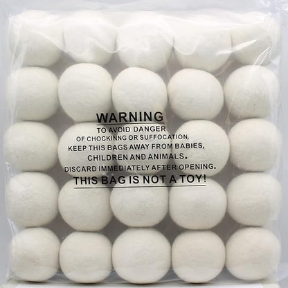 Wooland Wholesale Bulk Laundry XL Premium Wool Dryer Balls - 100% New Zealand Organic Wool Natural Fabric Softener for Sensitive Skin, Babies (25 Count)