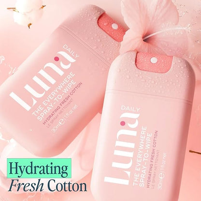Luna Daily Body Cleansing Spray | Hydrating pH-Balanced Feminine & Body Mist | Gentle & Moisturizing for Intimate Hygiene, Underarms & Private Parts | Travel Essential for Women, Gym & Daily Care,30ml