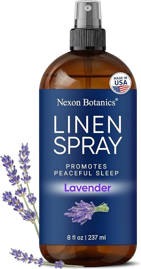 Lavender Linen Spray 8 fl oz - Refreshing Fabric Refresher & Pillow Spray for Bedding, Bed Sheets & Room - Soothing Room Mist - Nexon Botanics