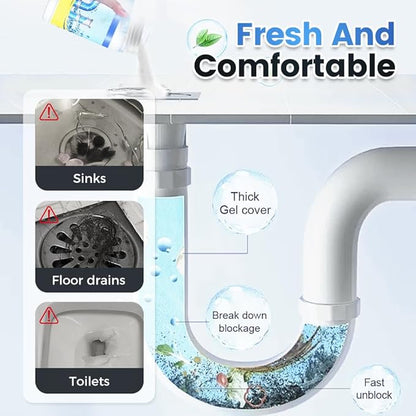 Multi-Functional Drain Cleaner Powder | Quick Foaming Heavy Duty Clog Remover, Powerful & Fast-Acting Pipe Declogger for Kitchen Sink, Bathroom, Shower & Sewer Drains (5PCS)