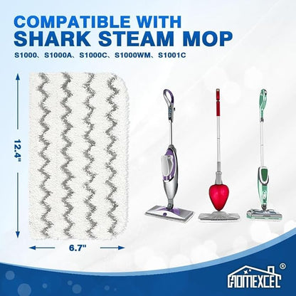 HOMEXCEL Steam Mop Replacement Pads for Shark Steam Mops S1000/S1000A/S1000C/S1000WM/and S1001C-Reusable Microfiber Steamer Scrub Mop Pads for All Hard Floors-4 Pack