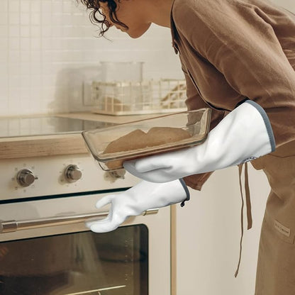 Barbecue Mitts, Silicone Oven Gloves, Heat Resistant Oven Gloves with Fingers, Kitchen Oven Mitts Smoker Gloves for Baking, Grilling, Cooking, Food Grade, Waterproof (7)