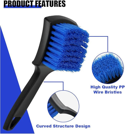 8.3×2.5 Inch Carpet Cleaning Brush, Scrub Brush for Floor Mats, Car Wheel Hub Cleaning Brush for Car Interior and Home, Car Wash Brush Automotive Tire Brush with Soft Bristle Short Handle