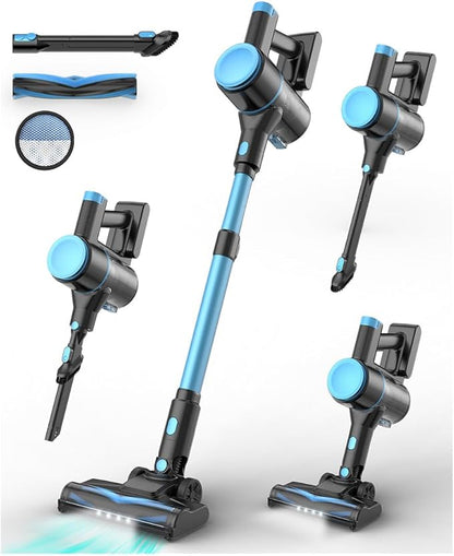UML0 N8 Cordless Vacuum Cleaner,Lightweight Stick Vacuum with Powerful Suction,2200mAh Battery,40 Mins Runtime, Self-Standing,Rechargeable Vacuum Cleaners for Home Hardwood Floor Pet Hair (Azure)