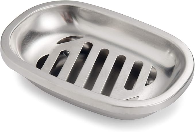 IMEEA Silver Soap Dish SUS304 Stainless Steel Brushed Soap Dish with Drain Bathroom Soap Holder