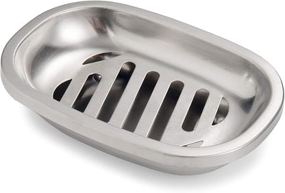 IMEEA Silver Soap Dish SUS304 Stainless Steel Brushed Soap Dish with Drain Bathroom Soap Holder