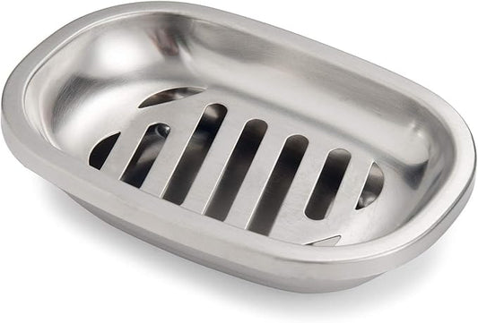IMEEA Silver Soap Dish SUS304 Stainless Steel Brushed Soap Dish with Drain Bathroom Soap Holder