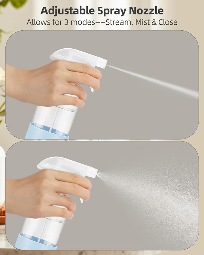 Worldgsb 2 Pack Glass Spray Bottles 8 oz, Empty Refillable Containers with Silicone Sleeve Protection, Glass Spray Bottles for Cleaning Solutions, Hair and Plants with Adjustable Nozzles Blue&Grey