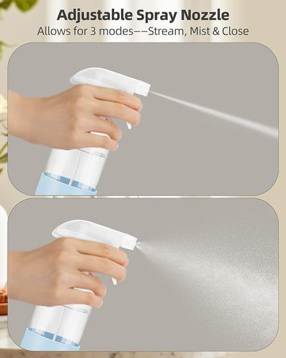 Worldgsb 2 Pack Glass Spray Bottles 8 oz, Empty Refillable Containers with Silicone Sleeve Protection, Glass Spray Bottles for Cleaning Solutions, Hair and Plants with Adjustable Nozzles Blue&Grey