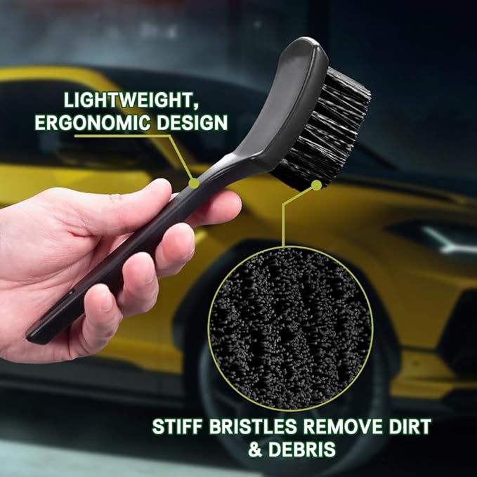 Carpet Cleaning Brush, Car Cleaning Brush, Tire Brush Wheel Cleaner, Universal Soft Bristle Car Wash Brush Short Handle Tire Cleaner Car Accessories for Car Interior Exterior and Home